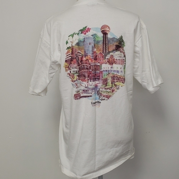 Vintage Y2K Tee Knoxville L White Picture on Back - Picture 1 of 10